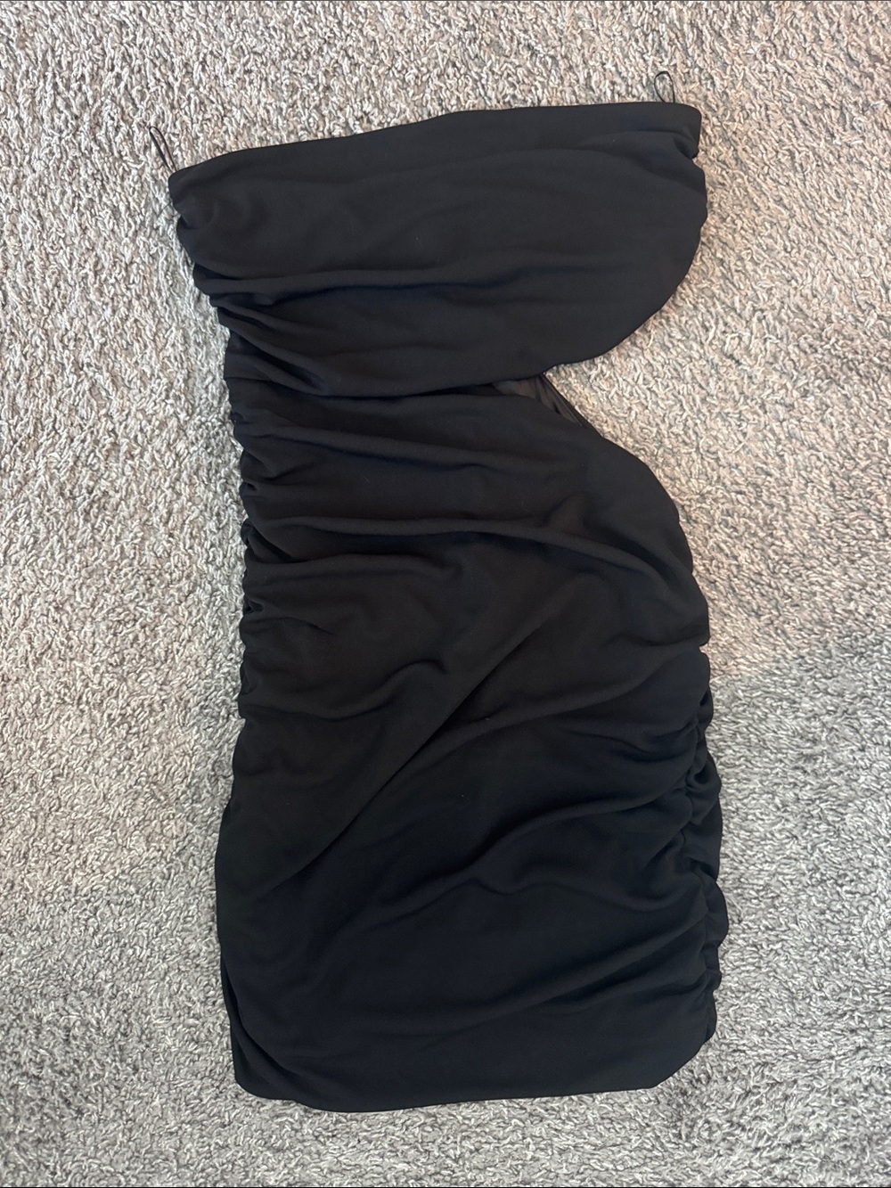Zara Black Strapless Ruched Mini Dress